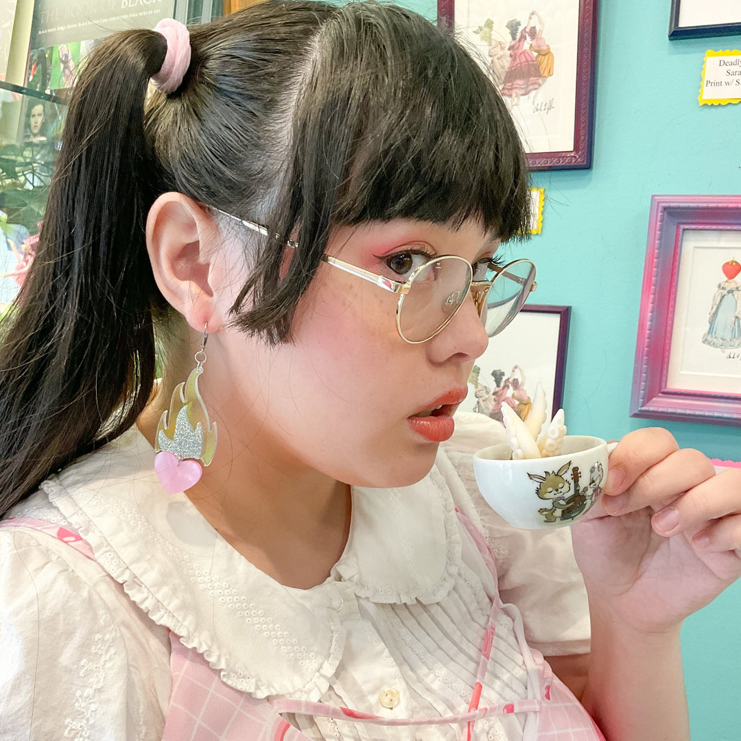 Last Chance! Love A La Flambe Dangle Earrings in Dreamy Pink