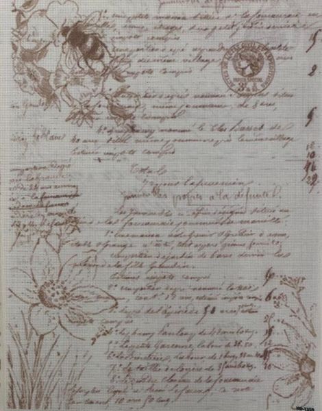 Timeless Script Designer Printed AIDA Fabric. Canvas for embroidery with an applied background  KF-1359A