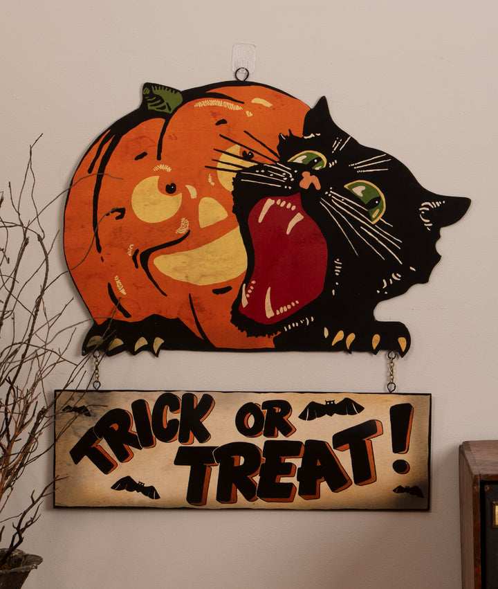Trick or Treat Tin Sign by Bethany Lowe Designs, halloween decor