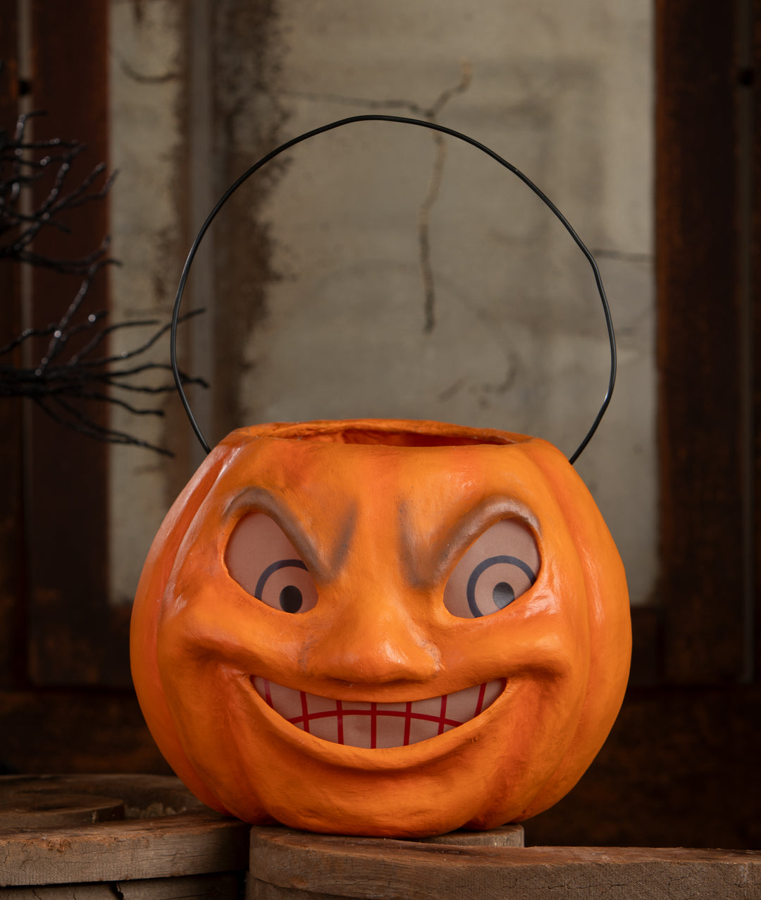 Vintage Mad Pumpkin Bucket by Bethany Lowe Designs, halloween decor