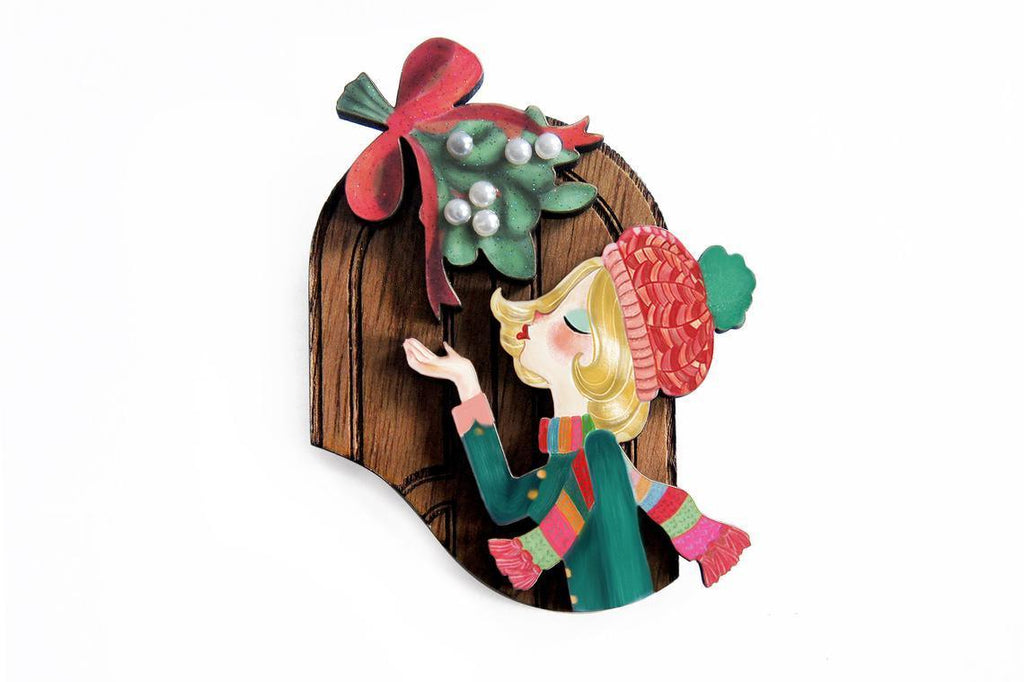 Kiss Me Under the Mistletoe Brooch by Laliblue - Quirks!