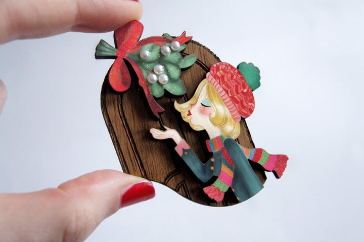 Kiss Me Under the Mistletoe Brooch by Laliblue - Quirks!