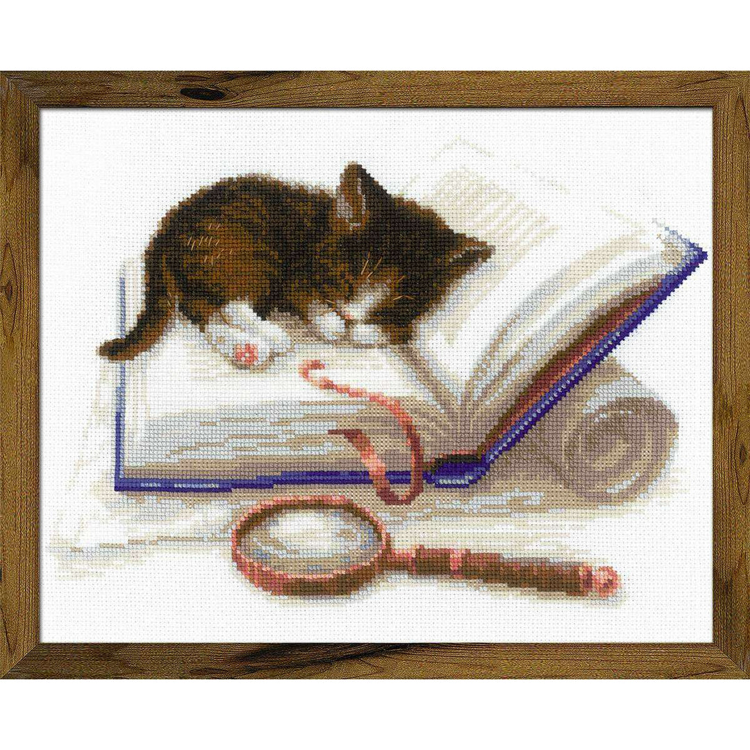 Kitten on the Book R1725 Counted Cross Stitch Kit