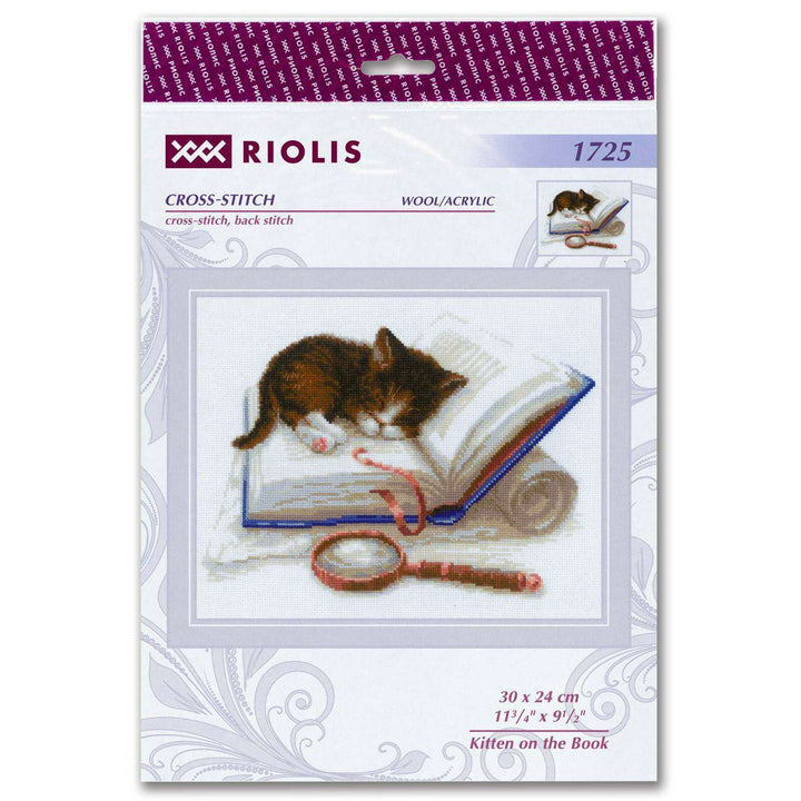 Kitten on the Book R1725 Counted Cross Stitch Kit
