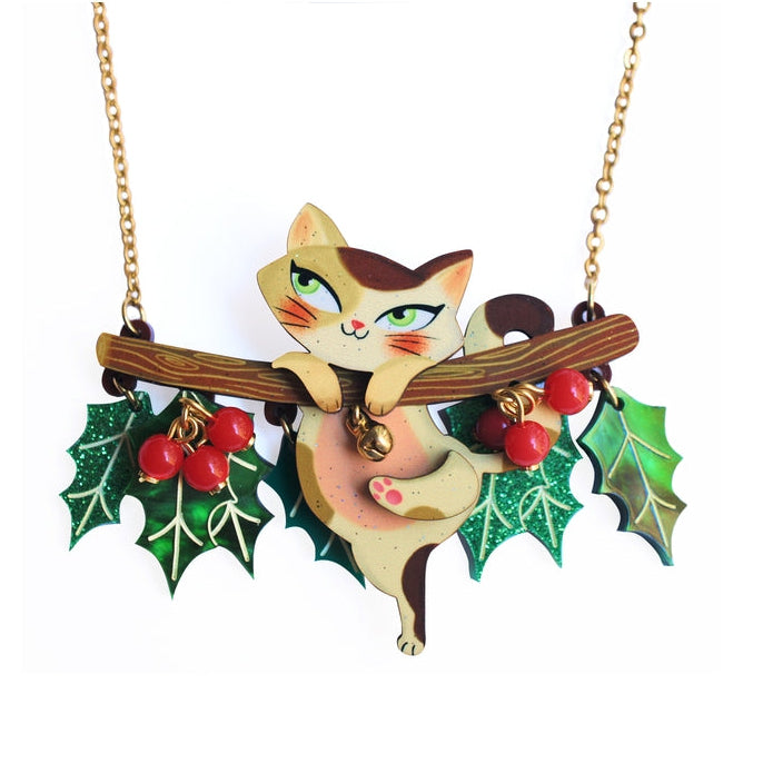 Kitty Collar on A Holly Branch Necklace by Laliblue 