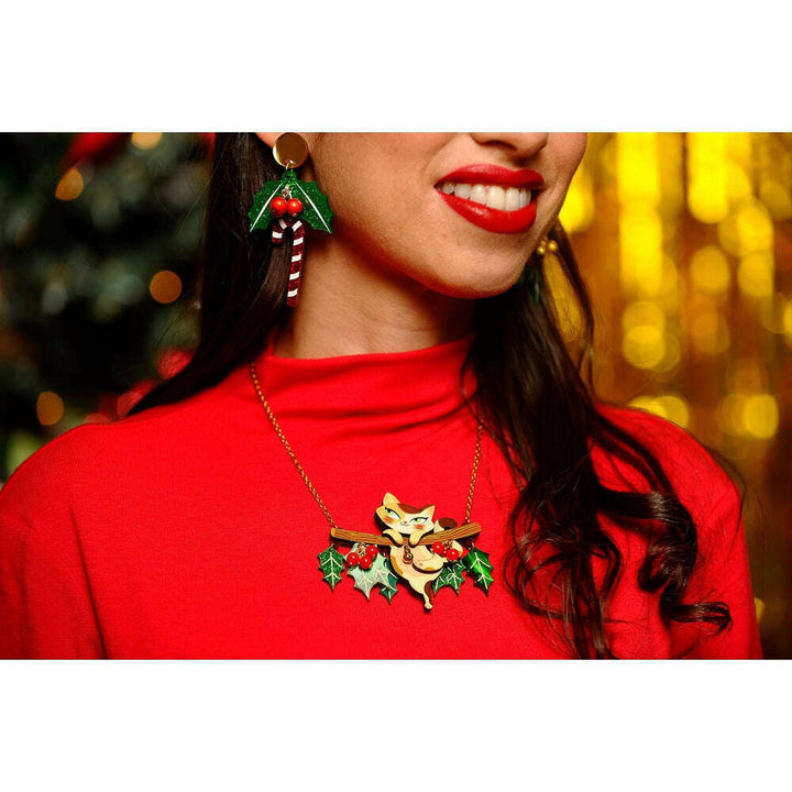 Kitty Collar on A Holly Branch Necklace by Laliblue – view 2