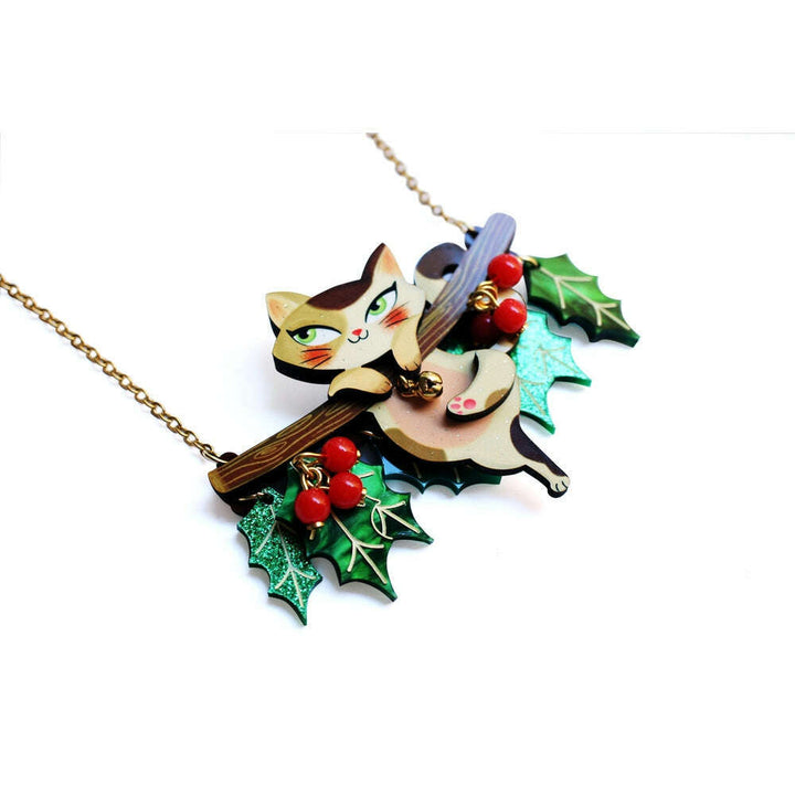 Kitty Collar on A Holly Branch Necklace by Laliblue – view 3