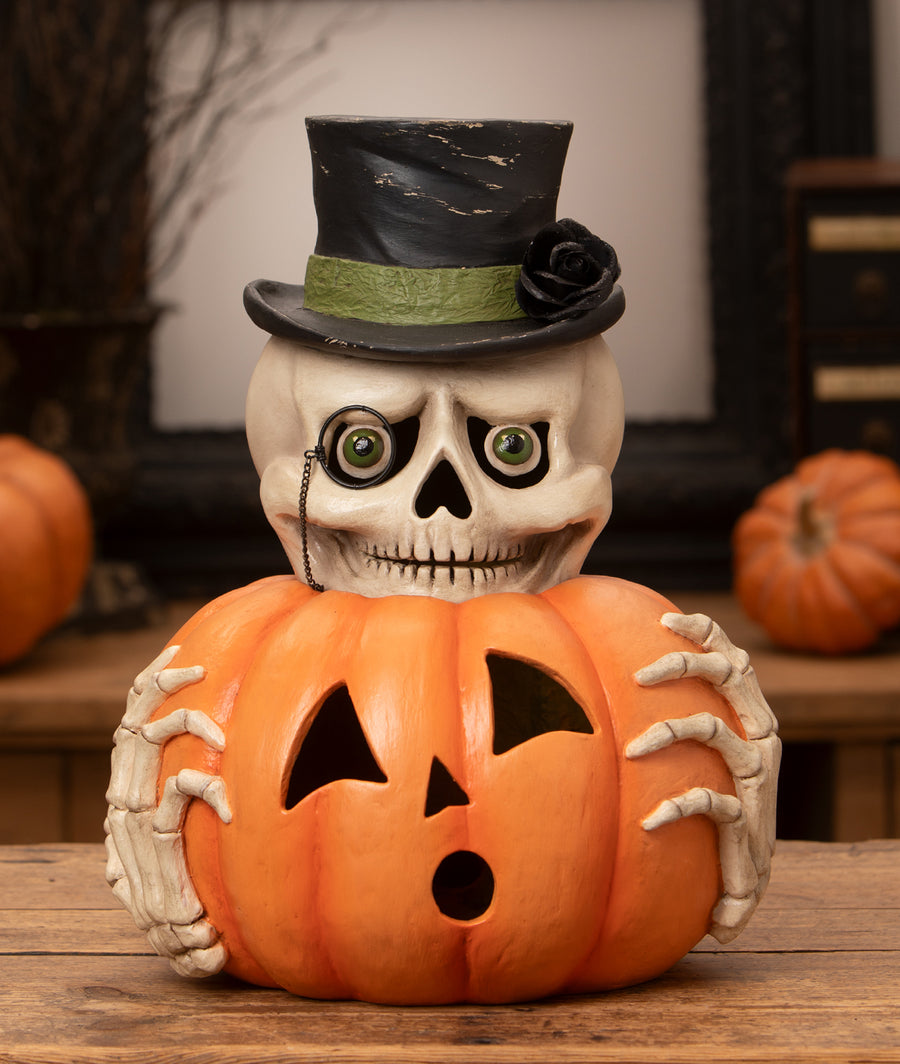 Mr. Skully with Pumpkin by Bethany Lowe Designs, halloween decor