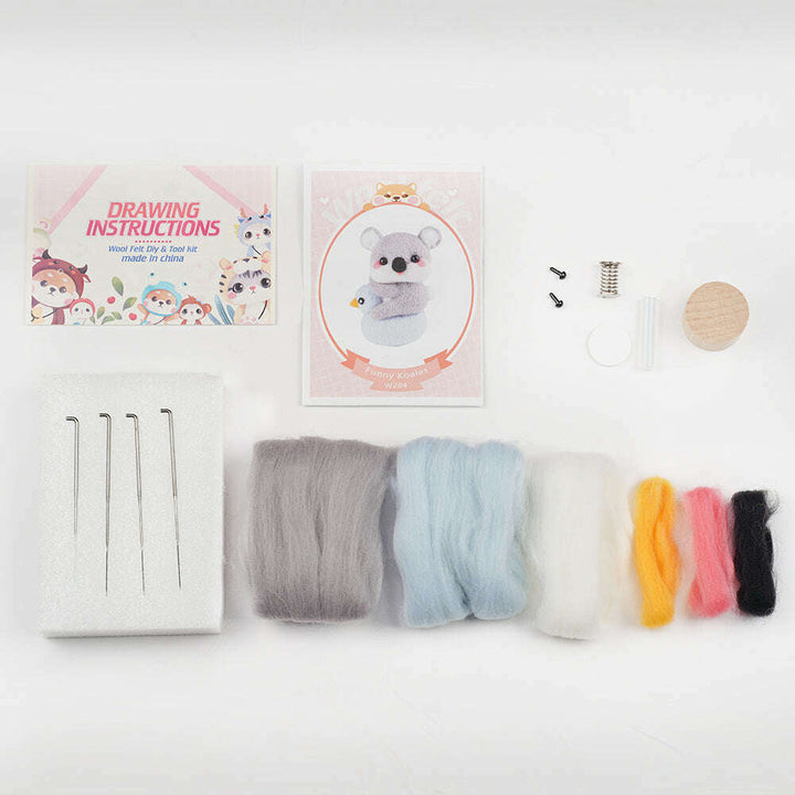 Koala Needle Felting Kit. Wizardi DIY Wool Craft Kit F07N8-W284