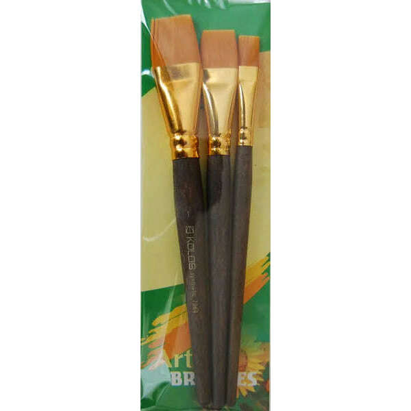 Kolos Set of paint brushes 7064. Synthetic Flat. 3pc.