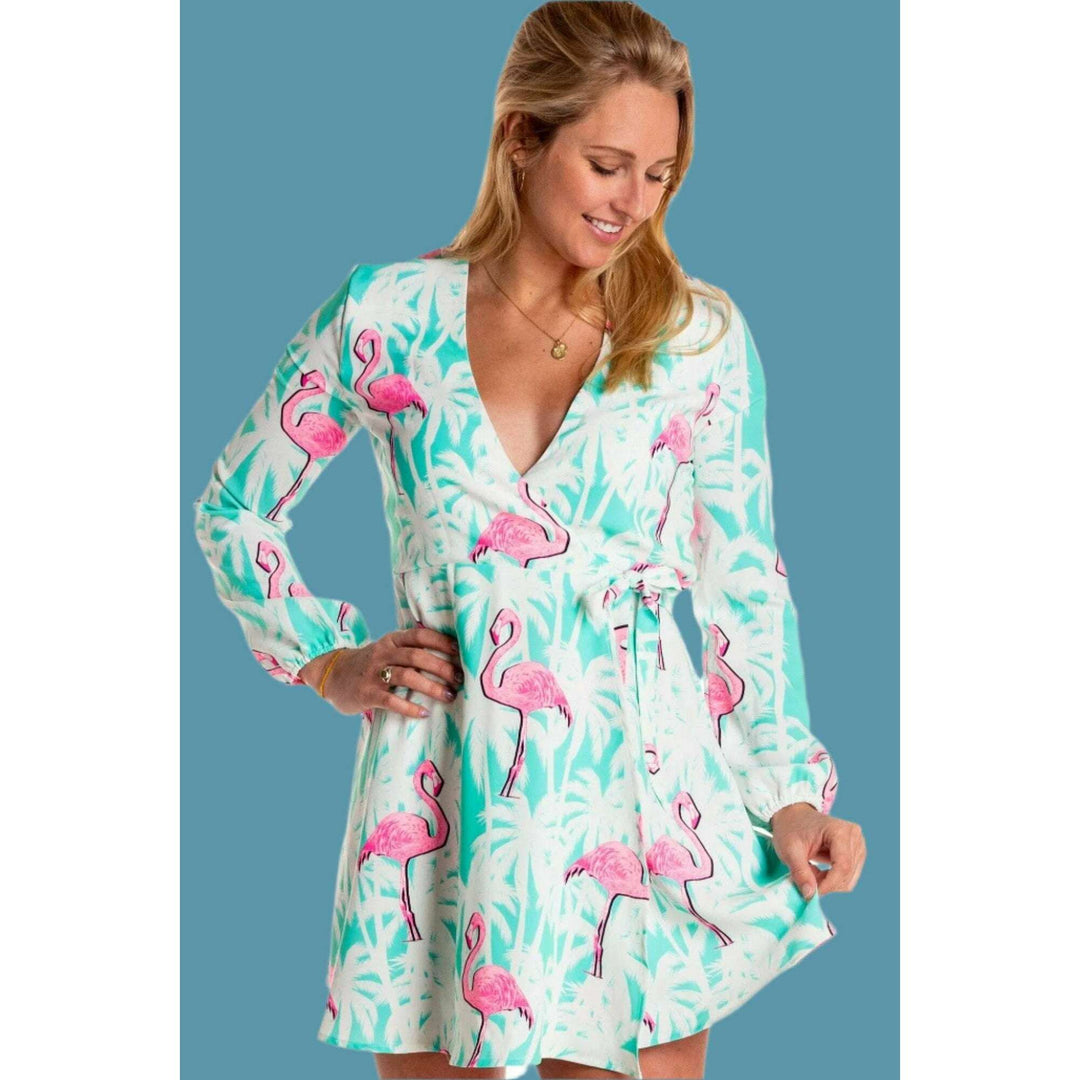 La Flamenca | Flamingos Wrap Dress