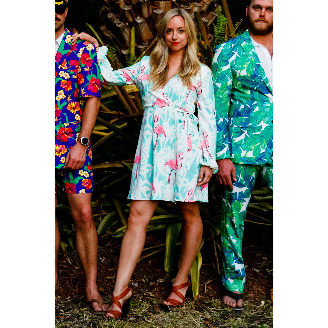 La Flamenca | Flamingos Wrap Dress