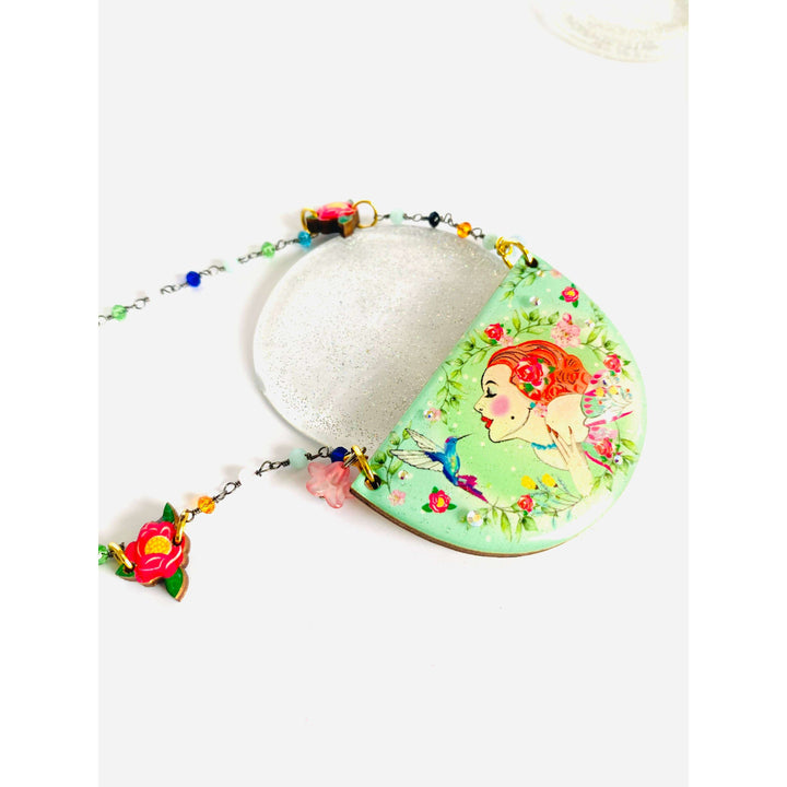 Lady and Hummingbird Statement Necklace by Rosie Rose Parker