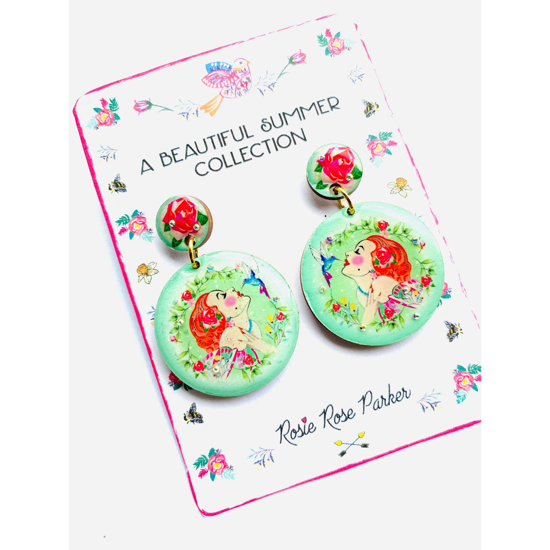 Lady and the Hummingbird Earrings by Rosie Rose Parker