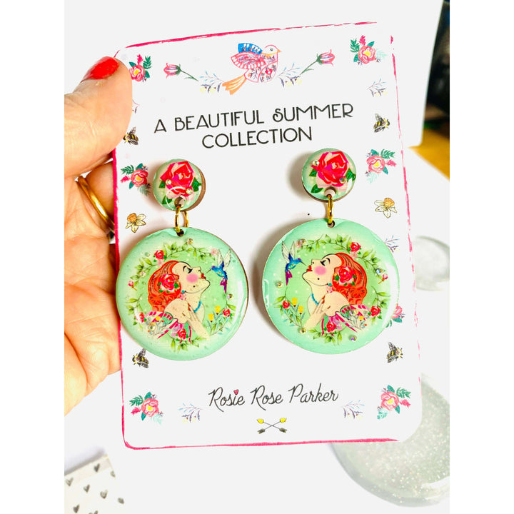 Lady and the Hummingbird Earrings by Rosie Rose Parker