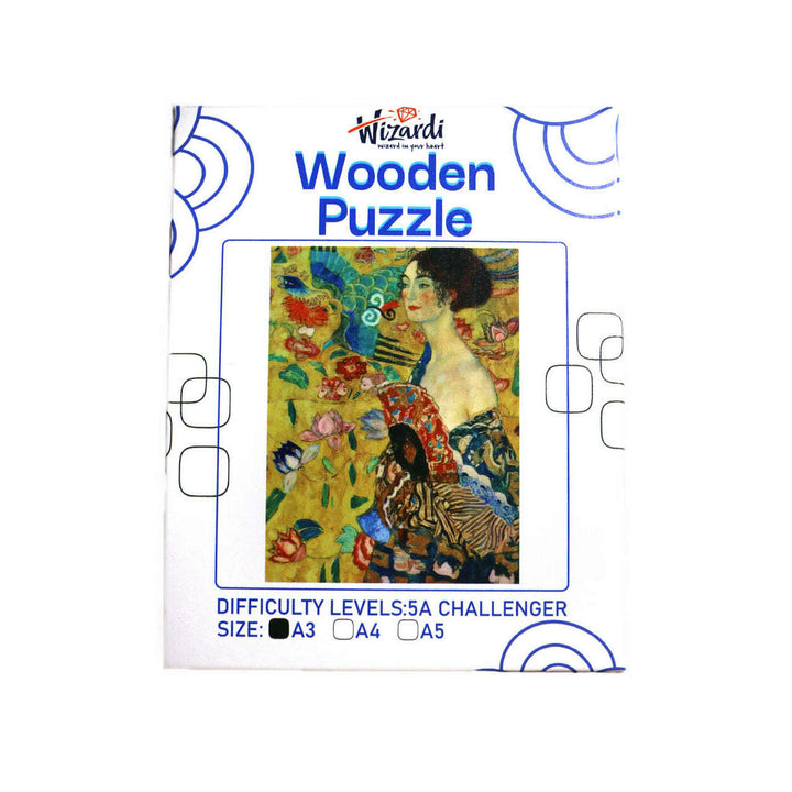 Lady with a Fan after Gustav Klimt - Jigsaw Wooden Puzzle by Wizardi F07N9-10