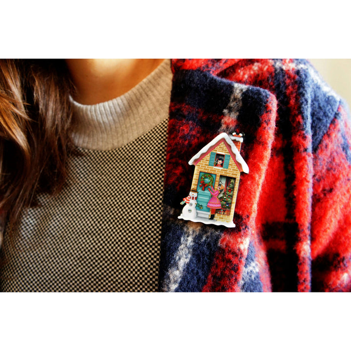 Christmas Dog House Brooch by Laliblue