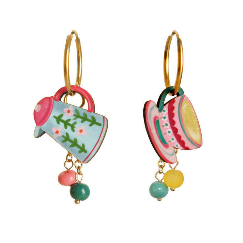 Cup and Teapot Hoop Earrings by Laliblue