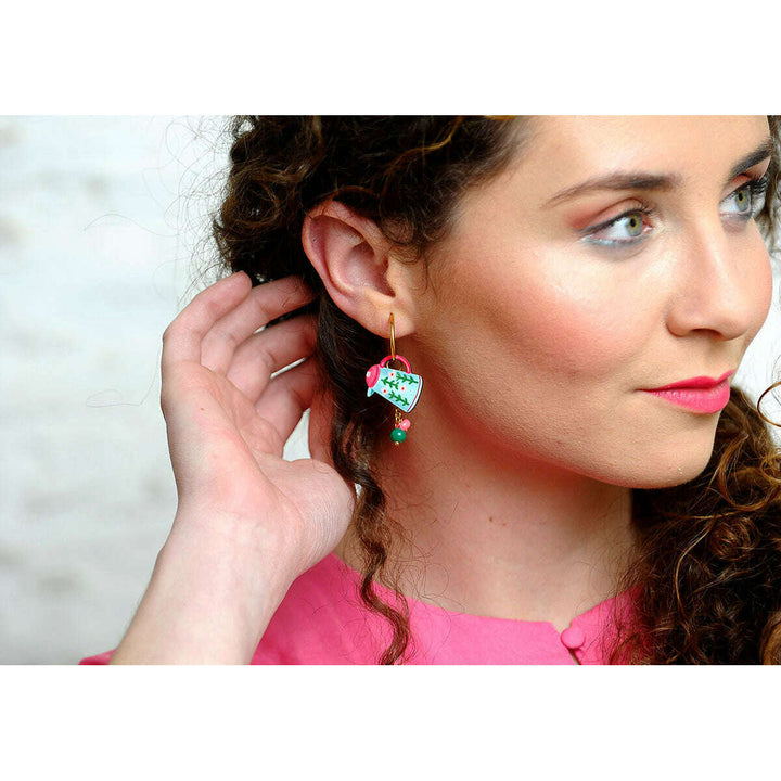 Cup and Teapot Hoop Earrings by Laliblue