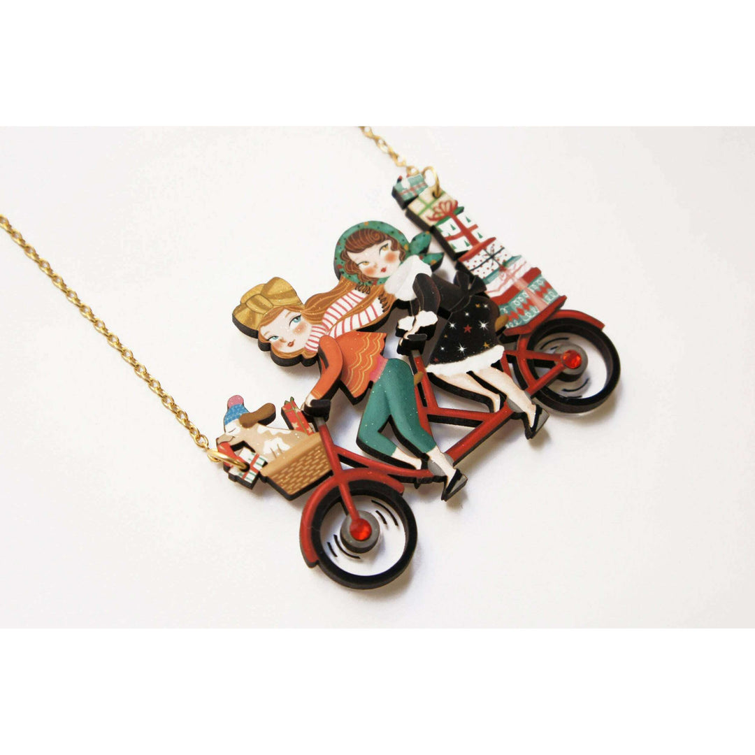 Friends on a Bicycle Necklace by Laliblue