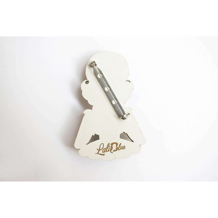 Girl with Snowman Snow Globe Brooch