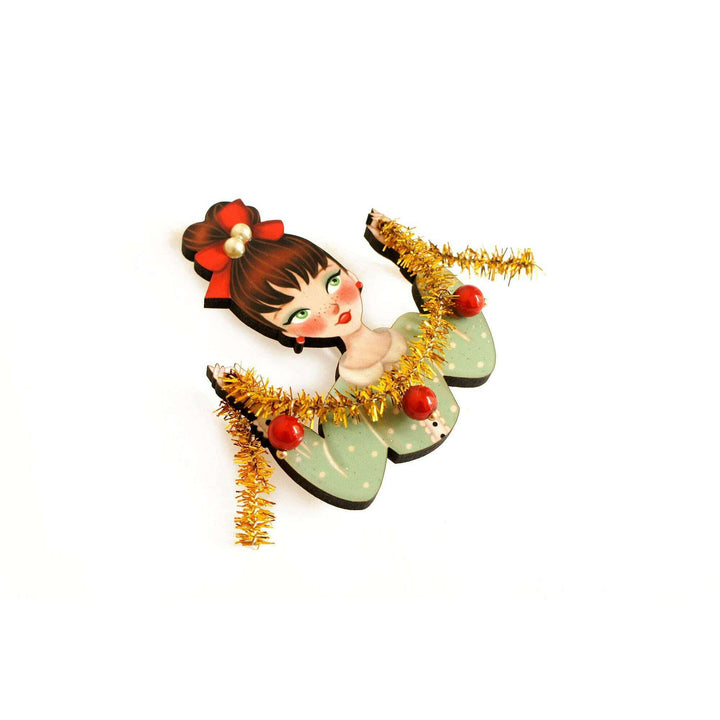 Girl With Tinsel Brooch by Laliblue
