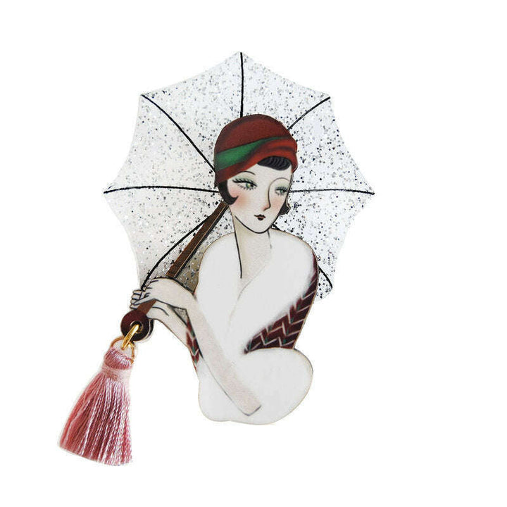 Girl with Umbrella Brooch by Laliblue