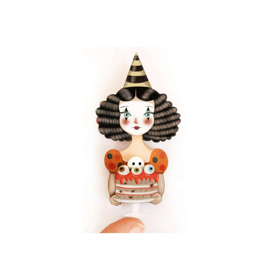 Mime With Cake Brooch by Laliblue