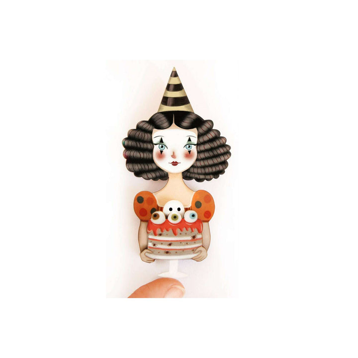 Mime With Cake Brooch by Laliblue