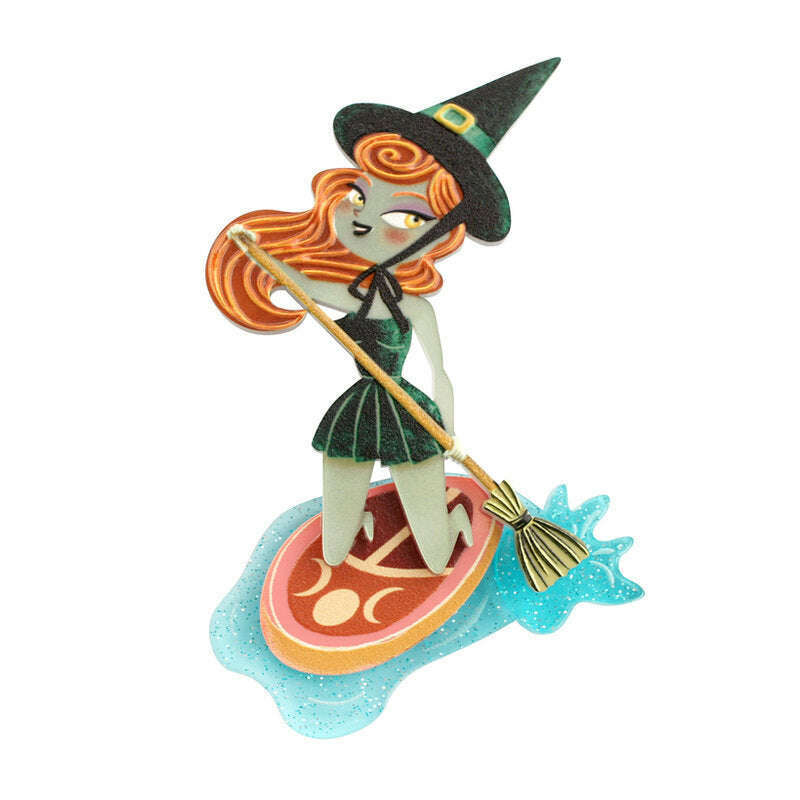 Paddle Surf Witch Brooch by Laliblue