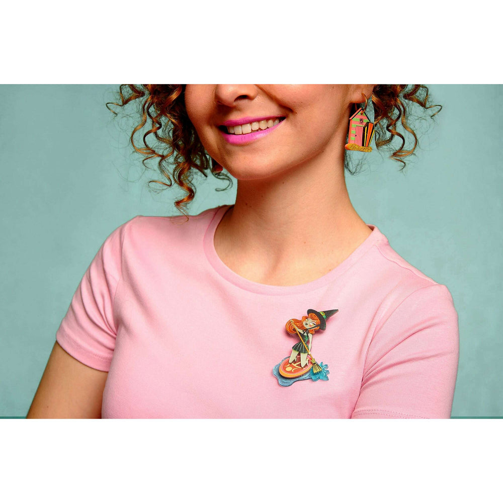 Paddle Surf Witch Brooch by Laliblue