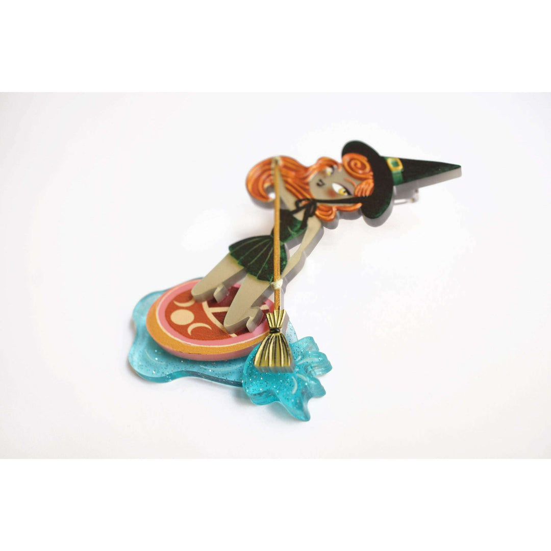Paddle Surf Witch Brooch by Laliblue