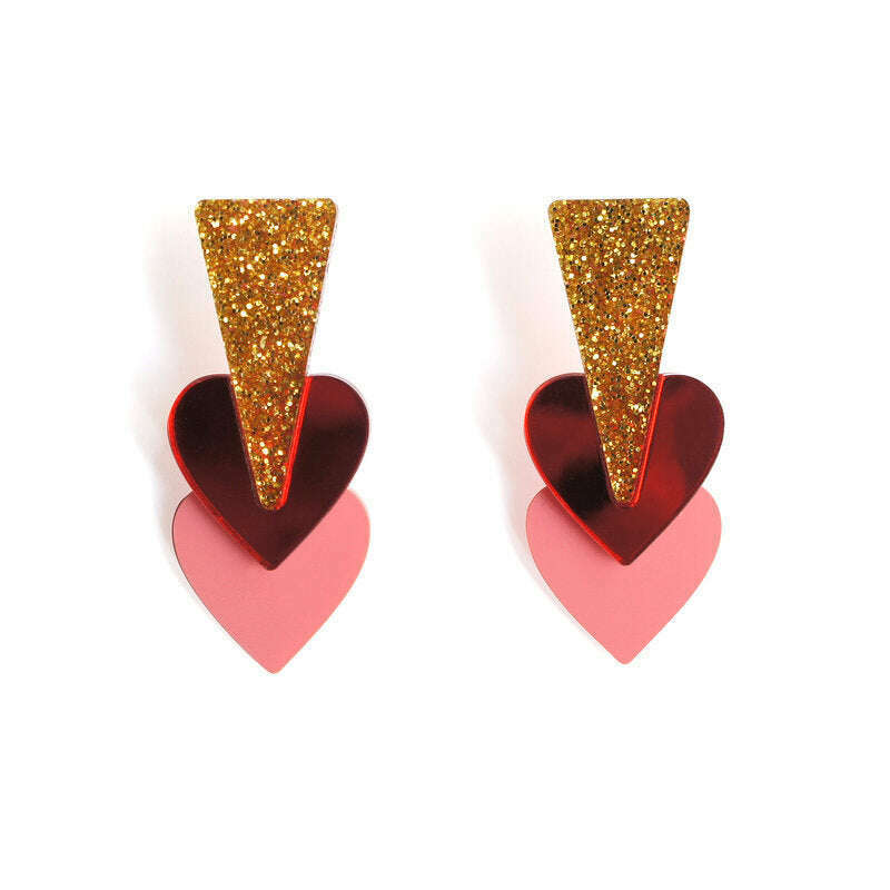 Pink Hearts Earrings by Laliblue