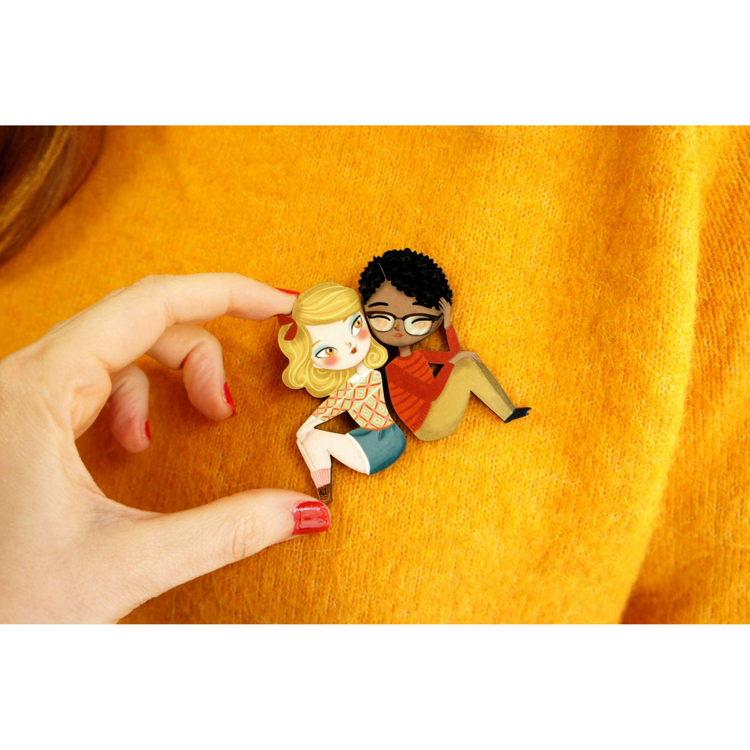 Puzzle with blonde girl brooch by Laliblue