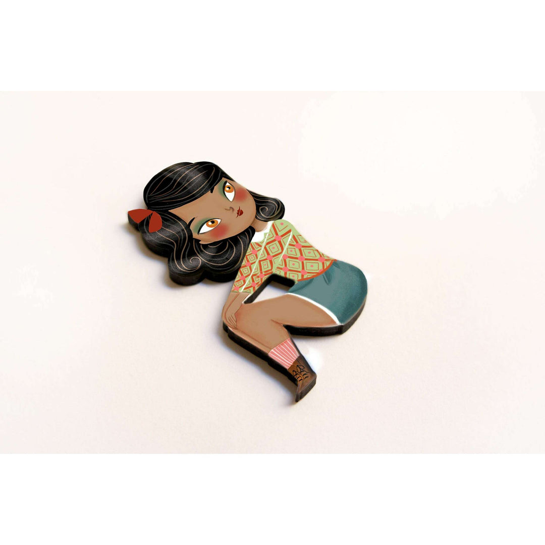 Puzzle with girl of African descent brooch by Laliblue