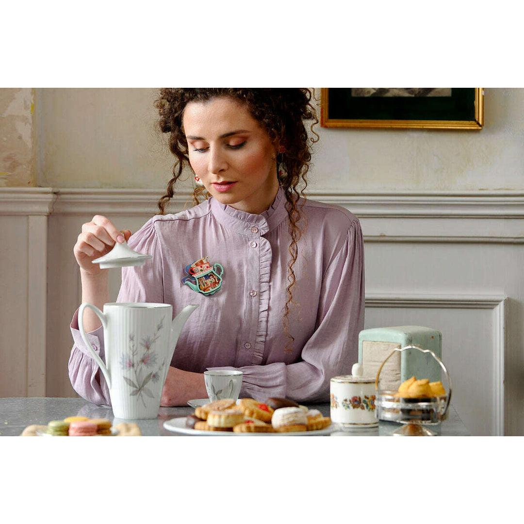 Teapot House Brooch by Laliblue