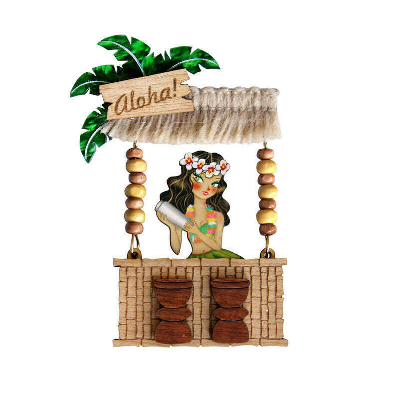 Tiki Waitress Brooch