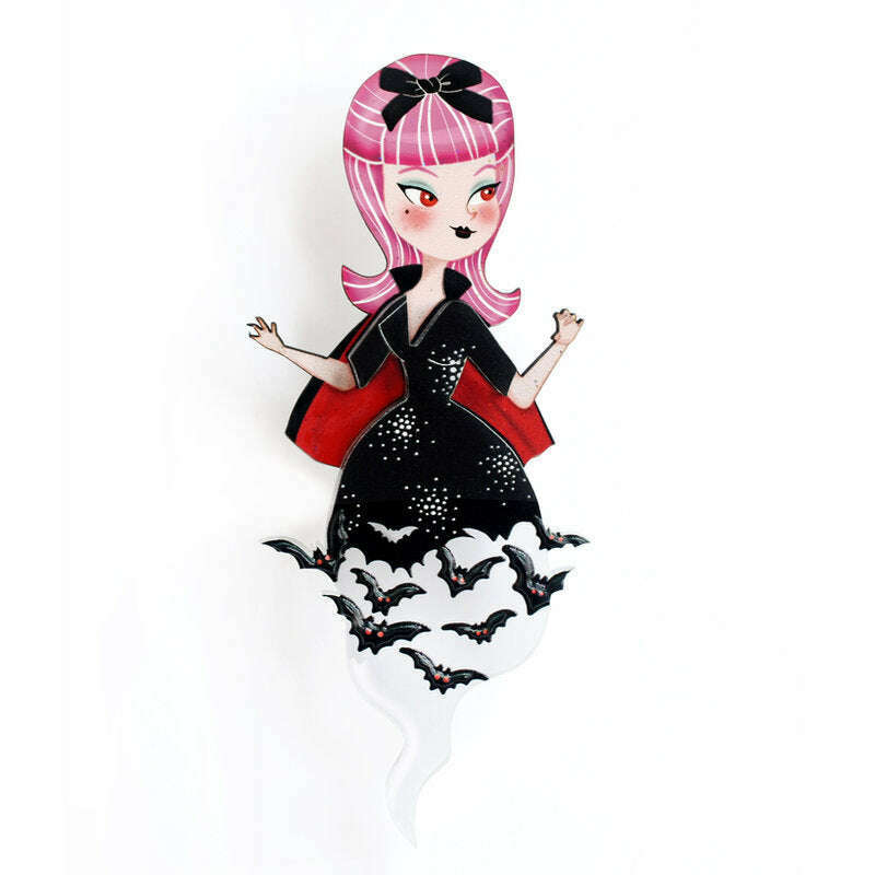 Vampiress With Bats Brooch by Laliblue