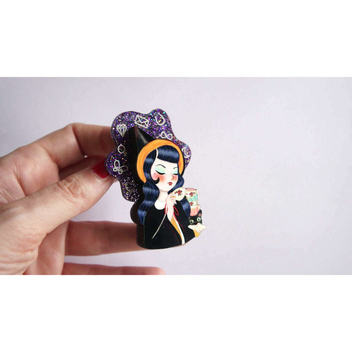 Witch Reading Tasseomancy Brooch by Laliblue