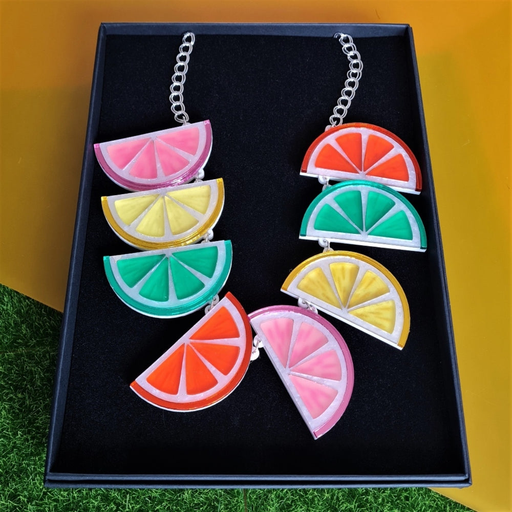 Large Citrus Fruit Slice Charm Necklace 1