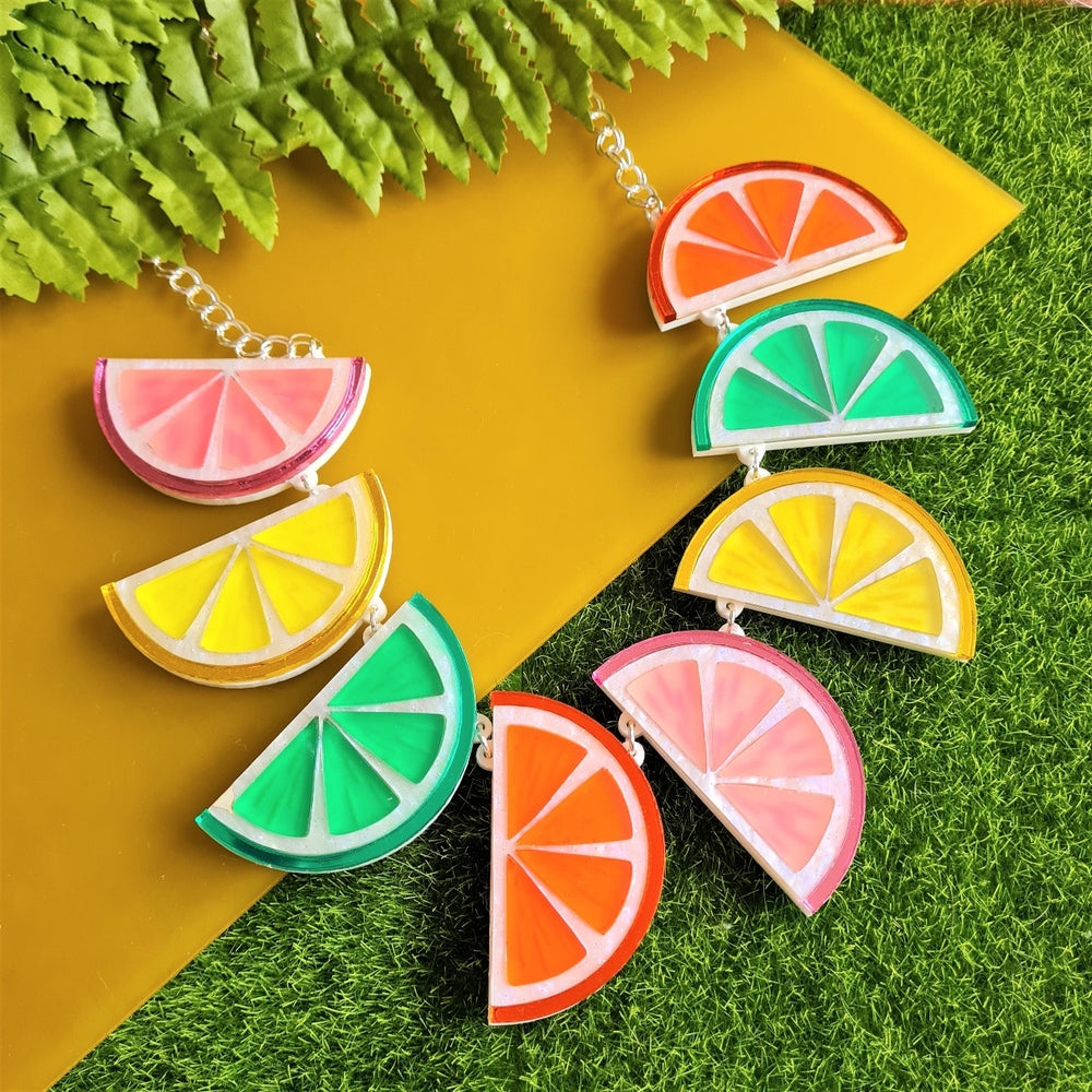 Large Citrus Fruit Slice Charm Necklace 2