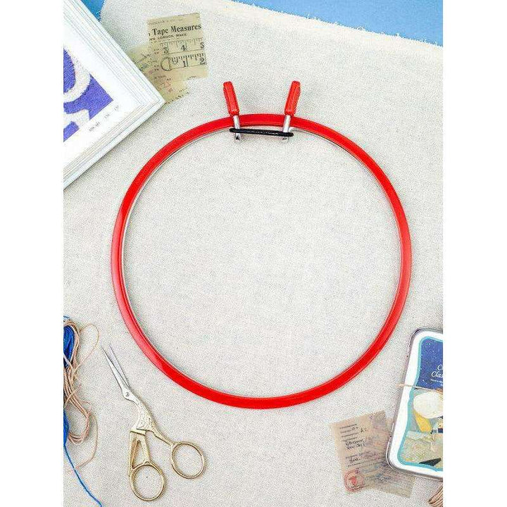 Large Spring Metal Embroidery Hoop Nurge 160-1 Deep Red