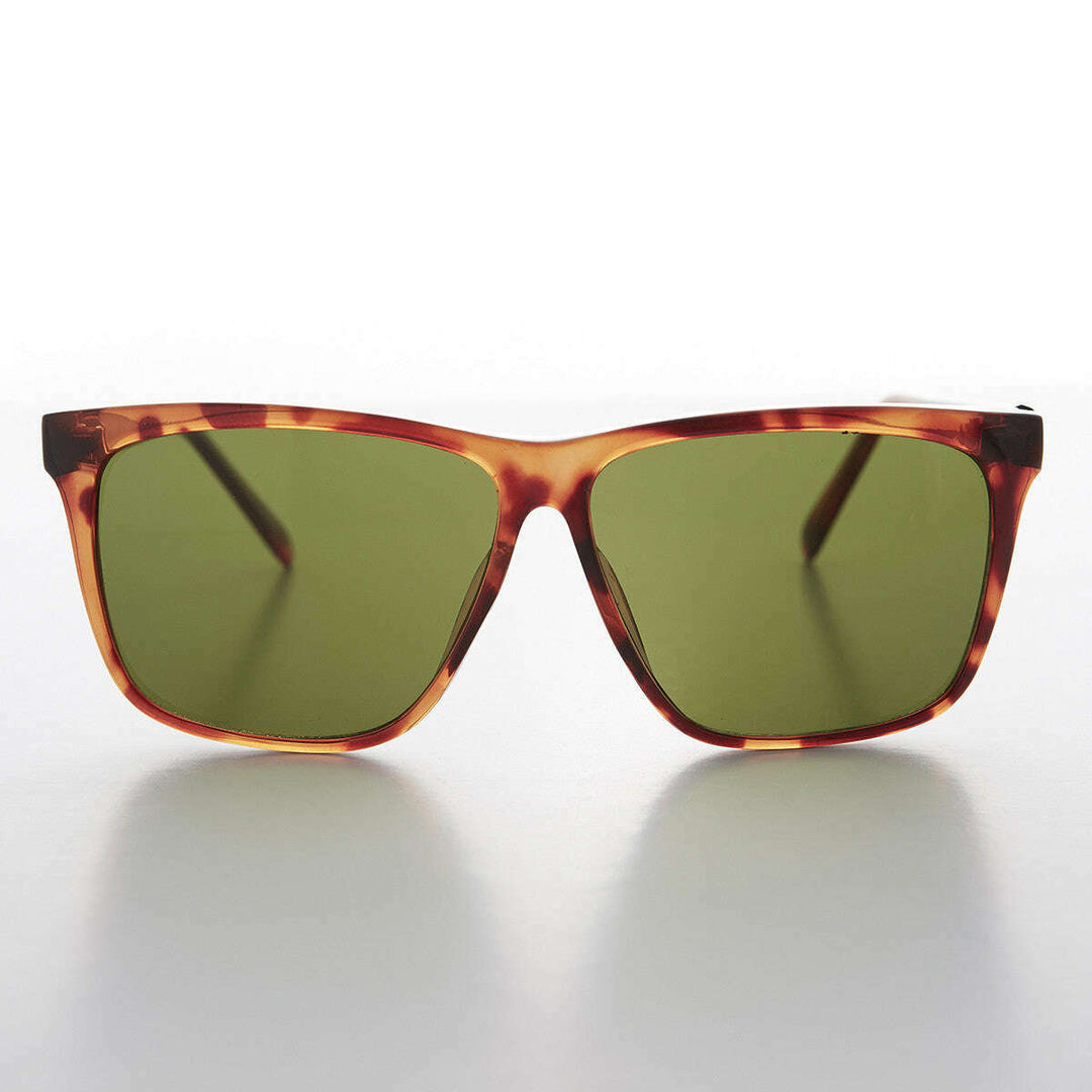 Large Square Vintage Sunglass with Olive Green Lens - Denmark