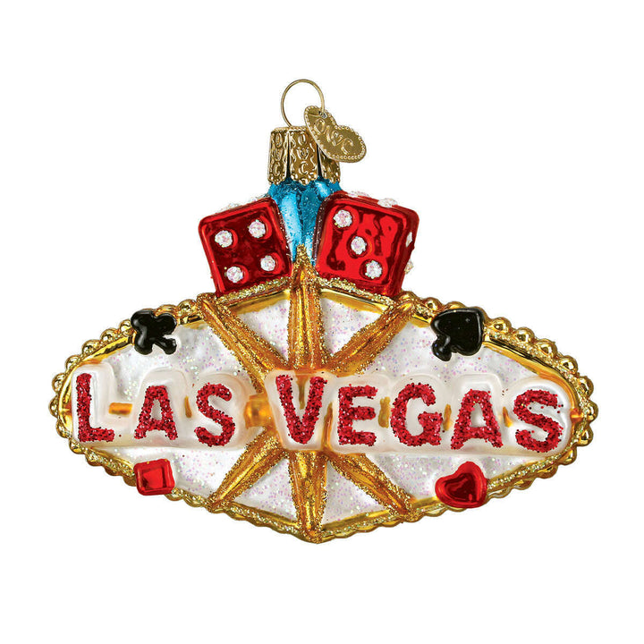 Old World Christmas Las Vegas Sign Blown Glass Ornament