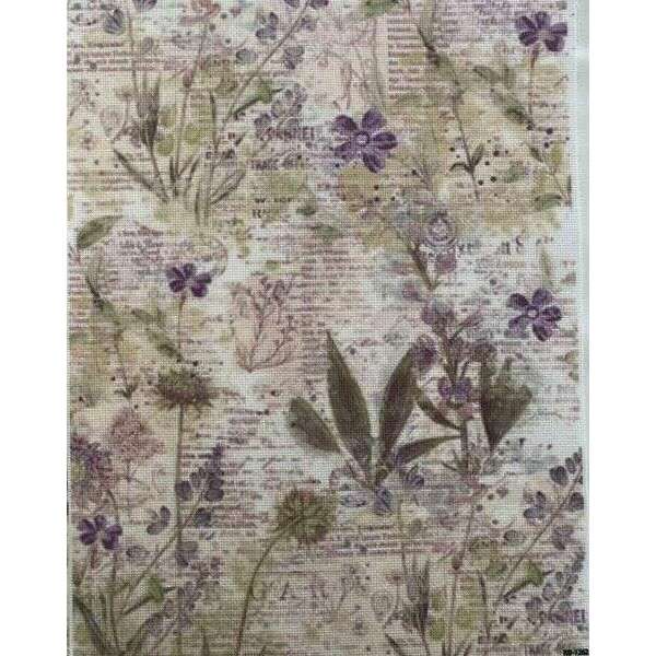Lavender Harmony Designer Printed AIDA Fabric. Canvas for embroidery with an applied background  KF-1262A