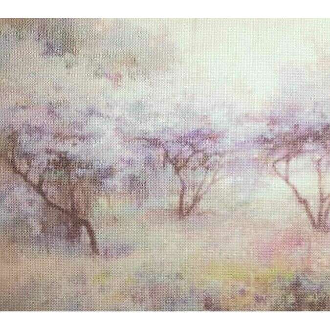 Lavender Valley Designer Printed AIDA Fabric. Canvas for embroidery with an applied background  KF-1119A