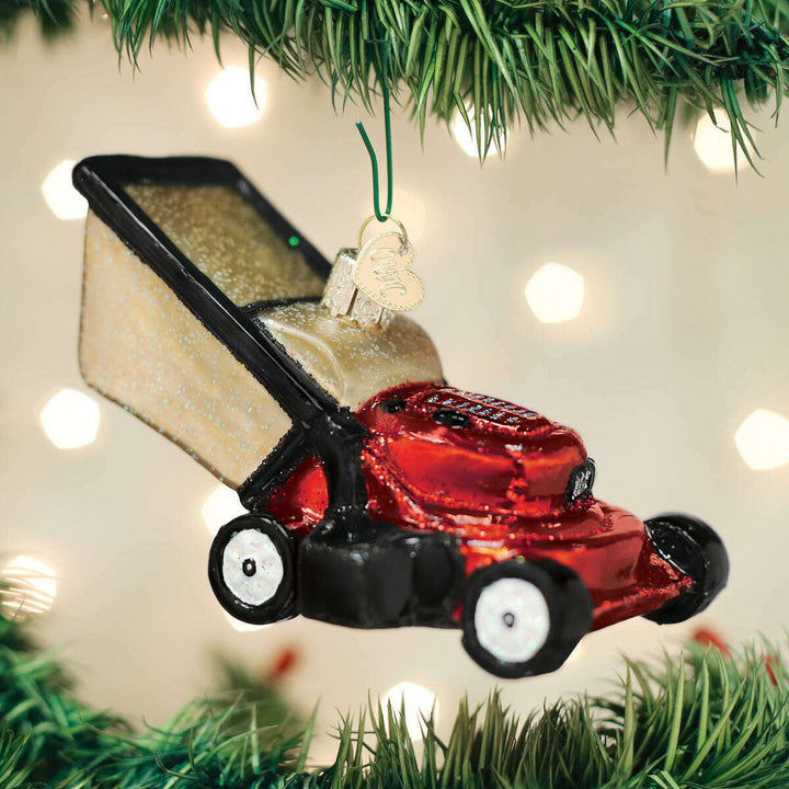 Old World Christmas Lawn Mower Blown Glass Ornament