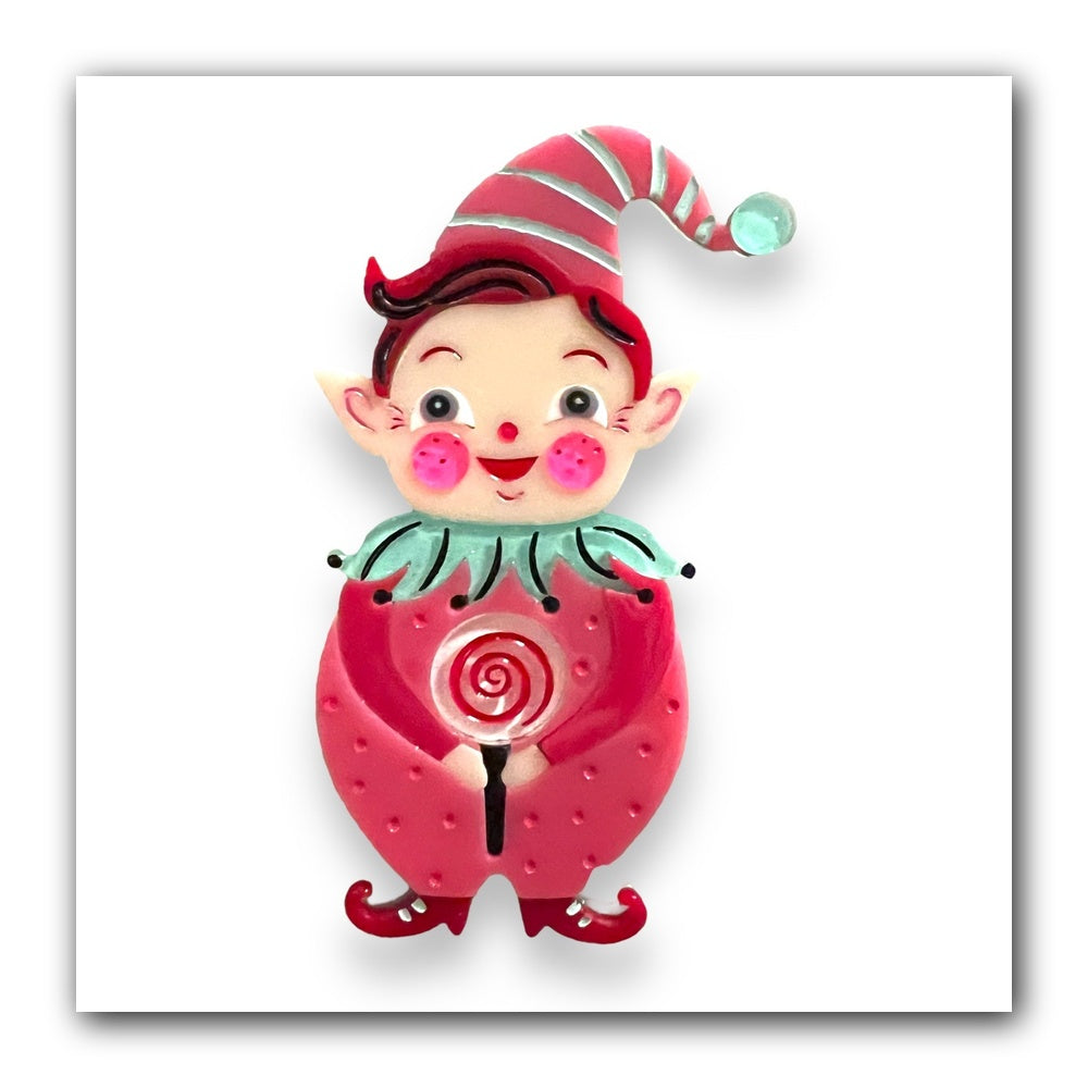 PINK North Pole Apprentice Brooch by Johanna Parker x Lipstick & Chrome — Christmas Elf Pin