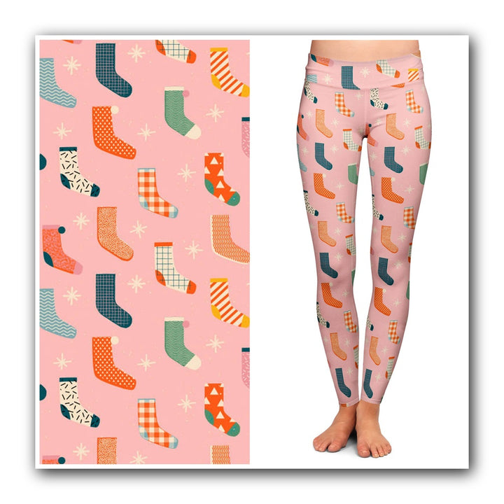 "Yuletide Yarn" Buttery Soft Leggings by Lipstick & Chrome — Christmas Cat Print Leggings