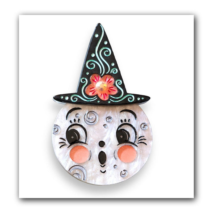 Bloomin' Luna Witch Brooch by Lipstick & Chrome — Floral Halloween Pin